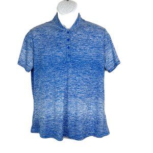 Adidas Shirt Youth Extra Large Blue Short Sleeve Henley Buttons Activewe…